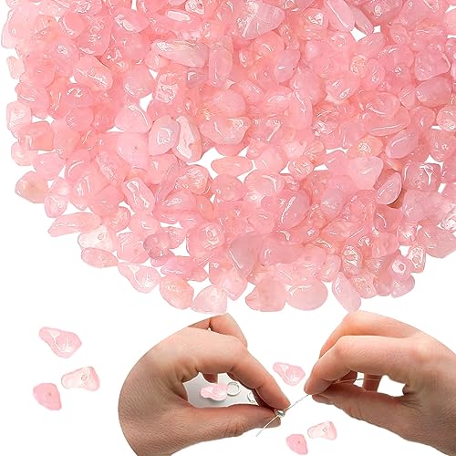 XIANNVXI Rose Quartz Beads, Natural Chip Stone Beads 400Pcs Crystal Bead 5-8mm Irregular Healing Crystal Loose Rocks for DIY Jewelry Making - color: A-Rose Quartz