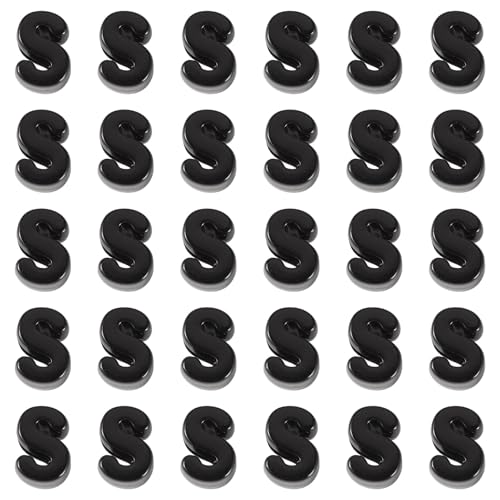 FASHEWELRY 30Pcs Acrylic Letter S Beads with Large Hole Big Plastic Letter Blocks European Beads 3D Letters Chunky Vowel Initial Alphabet Bead for Key Chains Necklace DIY Arts Craft Projects - color: Black, size: S