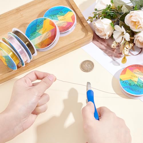 Beebeecraft 24 Gauge Copper Jewelry Wire, 158 Feet 6 Colors Beading Craft Wire Round Tarnish Resistant Bendable Flexible Metal for Jewelry Making Supplies