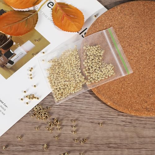 300pcs 5mm Gold Filled Round Spacer Beads for Bracelets, Necklaces, Earrings & DIY Crafts - size: 5mm-300pcs