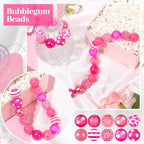 Ferreve 20 Pcs Chunky Bubblegum Beads 20mm Focal Pen Large Rhinestone Pearl Beads for DIY Beadable Pen School Jewelry Making Keychain Craft Making(Hot Pink) - color: Hot Pink