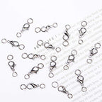AD Beads 50 Pieces Lobster Claws Clasps Plus 100 Pieces 7mm Open Jump Rings Suitable for Necklace Bracelets Jewelry (8x15mm, Gunmetal) - color: Gunmetal, size: 8x15mm