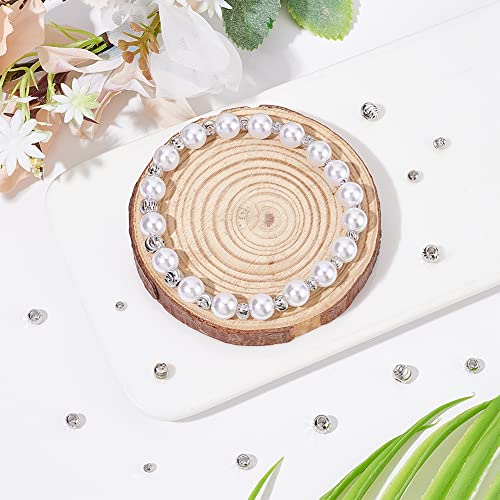 BENECREAT 80Pcs 4 Sizes Real Platinum Plated Spacer Beads, 3mm~6mm Round Brass Beads for Necklaces, Bracelets and Jewelry Making, 20Pcs/Size - color: Platinum