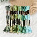 12 Skeins 105 Yards Green Embroidery Thread Variegated Cross Stitch Floss Bulk 6 Ply Polyester Yarn Colorful Friendship Bracelet String for Sewing Making Needlecraft Knitting Stitching DIY - color: Forest Green