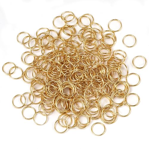 500Pcs 8mm Gold Plated Stainless Steel Jump Rings 21 Gauge Metal O Rings Close but Unsoldered Single Loop Connectors for Jewelry Necklaces Bracelet Earrings Keychain DIY Making - color: Gold Plated, size: 8mm