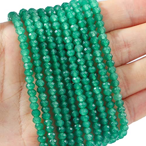 BEADIA Natural Green Aventurine Beads 4x2mm 120pcs Faceted Rondelle Loose Semi Gemstone Beads for Jewelry Making Design - color: Green Aventurine