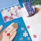 SUNNYCLUE 1 Box 120Pcs 6 Colors Christmas Snowflakes Charms Resin Snowflake Charm Bulk Transparent Red White Tiny Glitter Xmas Winter Snow Shaped Mini Charm for Jewelry Making Charms DIY Earring Craft - style: Chic