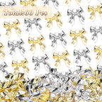 60 Pcs Alloy Bow Bowknot Charms, Silver and Gold Bow Tie Pendant Charms Bulk for Jewelry, Bowknot Pendants Earring Charm Necklace Bracelets DIY Crafts Supplies - color: Set-3