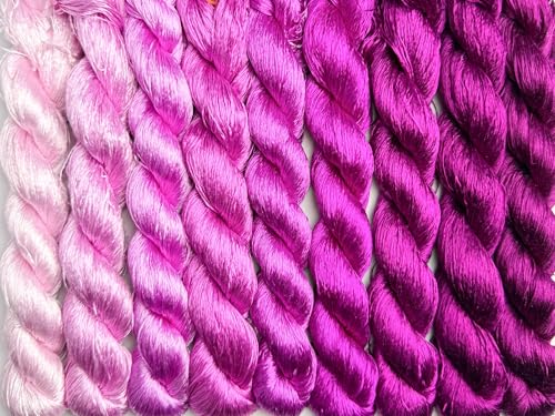 100% Nature Mulberry Handmade Embroidery Silk Thread Woven Jewelry Accessory Artificial Flowers Cross Stitch Floss DIY Sewing Kits 9 Gradient Colors 22m Each (38) - color: 38