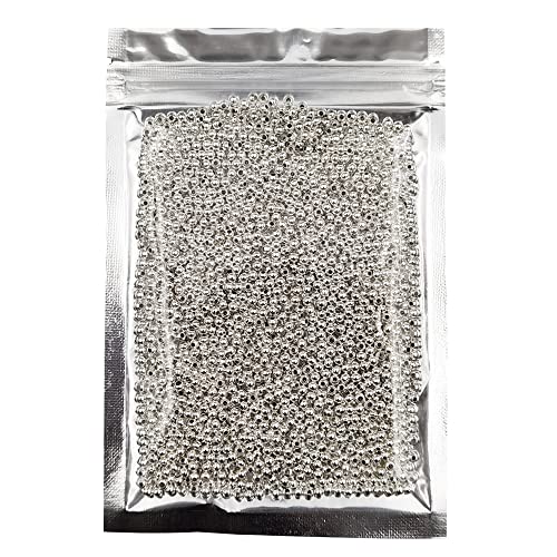 2000 Pieces 3.2mm Silver Iron Metal Spacer Bead Round Loose Beads - size: 3.2mm