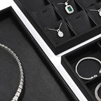 Black PU Leather Jewelry Display Flat Tray Ring Necklace Watch Organizer Display Tray (1 grid) - style: Flat Tray