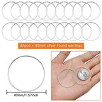 40pcs Earring Hoop for Jewelry Making 40mm Beading Hoop Earrings Earring Finding Hypoallergenic Round Earrings Beading Hoops Bulk Open Bezel Pendant Frame for DIY Crafts Women Gifts(Silver) - color: 40pcs;40mm;Silver