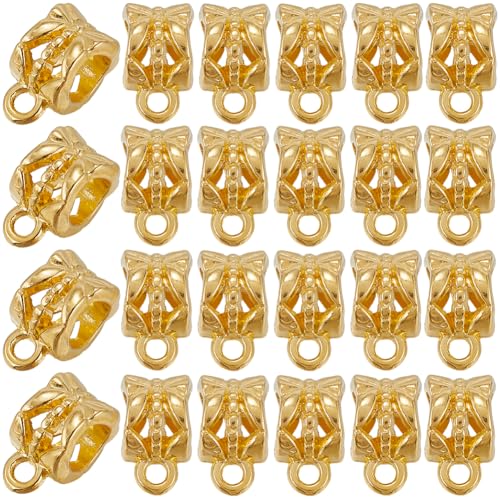 160pcs Spacer Bail Beads Gold Bail Beads Alloy Golden Spacers Tube Link Beading European Connectors Findings with Loops for Jewelry Making Assorted Necklace Bracelet Earrings Craft Supplies - color: Gold