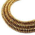 JM Design Gold Plated Hematite Faceted Rondelle Beads 3x6mm 16" Strand for Jewelry Making - size: 3x6mm