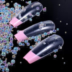 100g Iridescent Glass Tiny Bubble Beads, No Hole Micro Mini Round Clear Water Droplets Beads Bubble Pixie Dust Mixed Sizes for Resin Filler Nail Art Dollhouse Bath Tub - color: 100G
