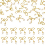 FASHEWELRY Golden Bow Connector Charms Bulk, Christmas Bowknot Link Charms, Infinity Links Geometric Hollow Bezel Pendants for Earring Bracelet Necklace Keychains Jewelry Making - color: Light Gold-Bowknot with Pearl
