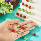 Craftdady Fruit Dangle Charms Pendants Cute Resin Food Pendants Apple Orange Pineapple Strawberry Pendants Lovely Vegetable Mushroom Charms for DIY Craft Earring Bracelet Necklace Jewelry Making - color: Red & Green, Apple