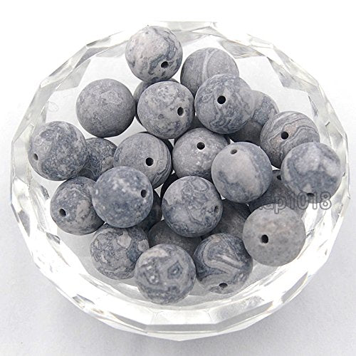 AD Beads Natural Matte Frosted Gemstone Round Spacer Loose Beads 4mm 6mm 8mm 10mm 12mm (8mm, Matte Map Jasper) - color: Matte Map Jasper, size: 8mm