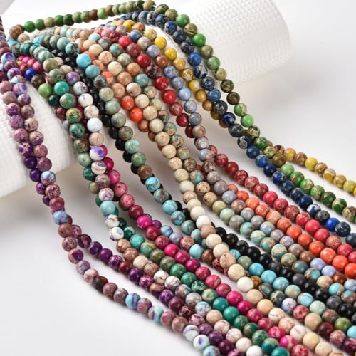 6mm Fruit Green Sea Sediment Imperial Jasper Round Gemstone Natural Stone Loose Beads for Jewelry Making Design Crafts 60 Pcs 15 Inch - color: Fruit Green, size: 6mm