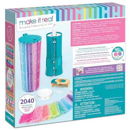 Make It Real: Swift Clicks - Heishi Bracelet Maker - 2047pc, DIY Jewelry Craft Kit, Design & Make 23 Bead Bracelets, Rotate-Click-Wear, Girls Kids 8+ - style: Swift Clicks