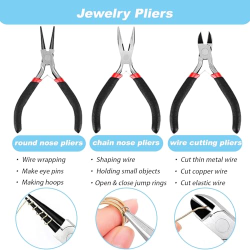 EUIQUE Jewelry Making Supplies Kits Repair Tools for Adults with Pliers, Wires, Necklace Chains, Findings and Helping Hands - color: Black