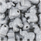 BeadTin Grey Opaque 25mm Elephant Pony Beads (24pcs)