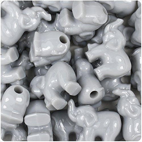 BeadTin Grey Opaque 25mm Elephant Pony Beads (24pcs)