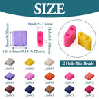 Pandahall 260Pcs Opaque Tila Beads - 2-Hole Square Craft Beads, 5mm, for Jewelry Making - color: Mix 13 Colors - 260pcs