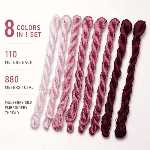 Natural 100% Silk Thread, Handmade Embroidery Thread Silk Floss 8 Colors 110m Each (80) - color: 80