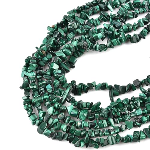 Genuine Malachite Chips Beads 5-8mm Irregular Shaped Tumbled Chip Stone Loose Bead for Jewelry Making 1 Strand 32" - color: Malachite