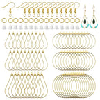 360 Pcs Beading Hoop Set for Jewelry Making, with Teardrop Round Hoops, Open Jump Rings, Earring Hooks and Backs, DIY Craft Supplies - color: 360Pcs-K Gold