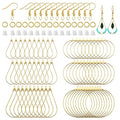 360 Pcs Beading Hoop Set for Jewelry Making, with Teardrop Round Hoops, Open Jump Rings, Earring Hooks and Backs, DIY Craft Supplies - color: 360Pcs-K Gold