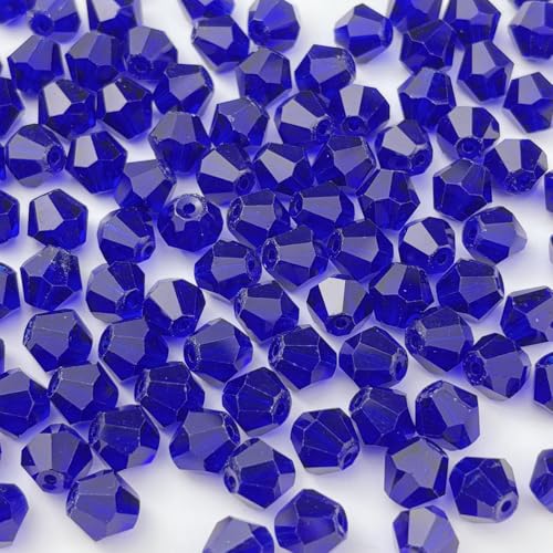 400pcs 4mm Bicone Glass Crystal Beads for Jewelry Making, Faceted Bicone Glass Spacer Beads for Bracelet Earring Necklace DIY Craft(Dark Blue) - color: Dark Blue, size: 4mm