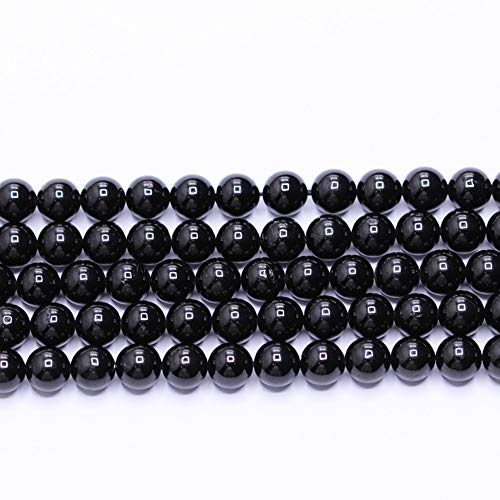 Natural Gemstone Loose Beads Smooth Round Approxi 15 inch DIY Bracelet Necklace for Jewelry Making (6mm, Black Tourmaline) - color: Black Tourmaline, size: 6mm