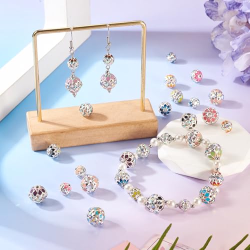 Craftdady 24pcs 8mm 10mm 12mm Round Rhinestone Beads Crystal Silver Rhinestone Bracelet Loose Spacer Beads Dangle Earring Ball Bead for DIY Craft Keychain Jewelry Making - color: Silver