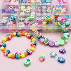 650pcs Polymer Clay Beads Bracelet Making Kit, Gold Beads Clay Bead Charms for Jewelry Making DIY Bracelet, Necklace, Earring Making, Cute Fun Bead Charms Arts Crafts DIY Gifts - color: Color cartoon