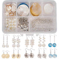 SUNNYCLUE 1 Box DIY 10 Pairs Natural White Sea Shell Drop Dangle Earrings Making Starter Kit Round Seashell Charm Pendants Earring Hook for Art Craft Projects Silver, Instruction - color: Ocean Earrings 2