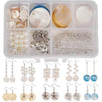 SUNNYCLUE 1 Box DIY 10 Pairs Natural White Sea Shell Drop Dangle Earrings Making Starter Kit Round Seashell Charm Pendants Earring Hook for Art Craft Projects Silver, Instruction - color: Ocean Earrings 2