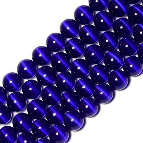 HAAMIIQII 35pcs 10mm Dark Blue Cat Eye Beads Round Loose Gemstone Beads for Jewelry Making Strand 15 Inch - color: Dark Blue, size: 10mm (35pcs)