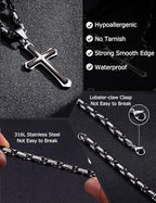 LOLIAS Black 14K Gold Plated 𝐂𝐫𝐨𝐬𝐬 𝐍𝐞𝐜𝐤𝐥𝐚𝐜𝐞 for Men Stainless Steel 𝐁𝐲𝐳𝐚𝐧𝐭𝐢𝐧𝐞 Chain With Cross Pendant Necklace 𝐌𝐞𝐧𝐬 𝐆𝐢𝐟𝐭 22-30Inch - color: Black plated necklace with pendant, size: 28IN
