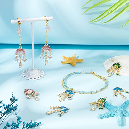 SUNNYCLUE 1 Box 12Pcs Sea Shell Charms Enamel Seashell Charm Summer Ocean Chandelier Linking Charm Starfish Conch Metal Charms for Jewelry Making Charm Earring Necklace Bracelet Supplies Adult Women - color: Ocean Enamel Chandelier Charms