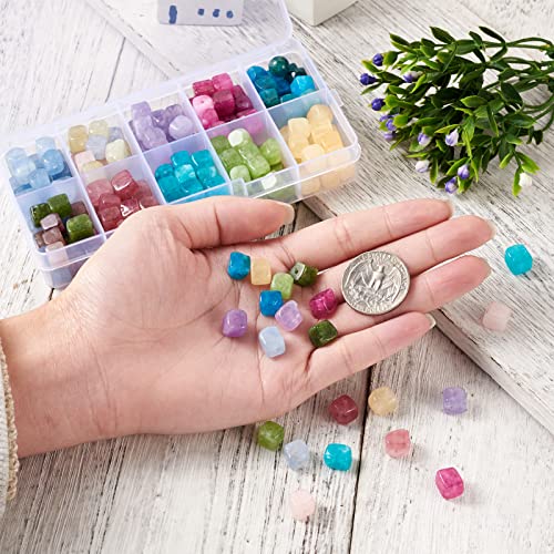 Craftdady 200pcs Natural Stone Beads 7-8mm Smooth Cube Gemstone Loose Beads Mixed Square Healing Crystal Spacer Beads for Bracelets Necklaces Jewelry Making Hole: 0.9mm - color: Mixed Color, Cube