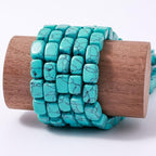 Natural Large Blue Turquoise Cube Stone Beads 8x11mm 38cm/str Loose Semi Gemstone Stone Square Beads for Making Bracelets Necklace - color: Blue Turquoise