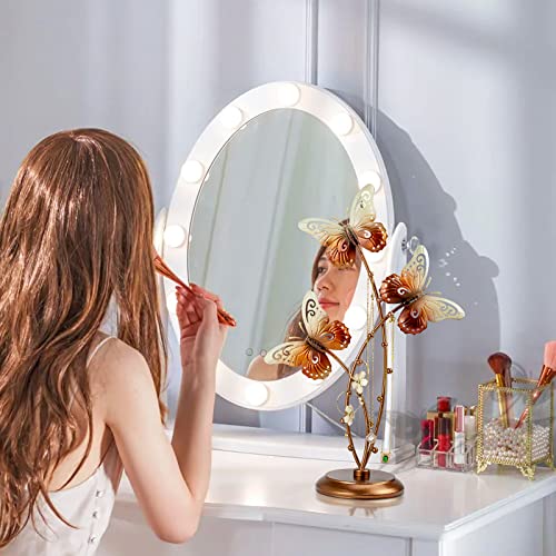 Gold Butterfly Jewelry Organizer Stand Display Earring Organizer Necklace Holder Stand Rack Jewelry Tower Metal Jewelry Stand Wedding Earring, Necklace Ring Jewelry Tree Home Decoration Gift for Woman - style: Butterfly