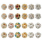 Craftdady 30pcs Crystal Rhinestone Rondelle Spacer Beads 12mm Rhinestone Pave Brass Disco Ball Loose Beads 6 Colors for Jewelry Making, Hole: 4mm - color: 6 Color-12mm