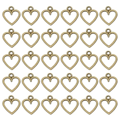 PATIKIL Heart Charm, 100Pcs Mini Heart Circle Pendant Charm Bulk for Jewelry Making Earrings Necklace Wedding Crafts - color: Cyan