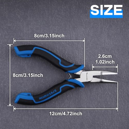 SPEEDWOX 5-Inch Bent Chain-Nose Pliers Mini 45-Degree Bent Nose Pliers For Jewelry Making Pvc Grip Handle With Double Leaf Springs Curved Nose Plier For Jewelry Making Repairing Tool - style: Bent Nose Pliers