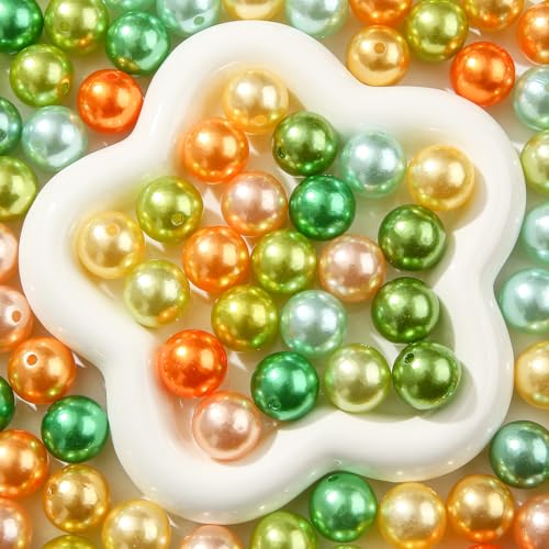 100pcs Color Pearl Beads Chunk Bubblegum Bead 20mm Pen Ball Beads for Pen Bag Jewelry Making Necklace Bracelets(Green&Yellow) - color: green&yellow