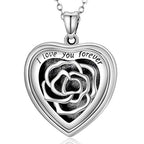 SOULMEET Personalized Silver Locket Necklace That Holds Pictures Photo Keep Someone Near to You, Memorial Custom Lockets Necklaces Letters Engraving for His Her - color: B-Rose-Black, style: Locket Necklace Only