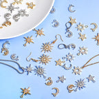 stino 48/56 Pieces Jewelry Celestial Charms Set, Silver & Gold Plated Moon Star Sun Pendants, DIY Jewelry Making Accessories - style: Rhinestone